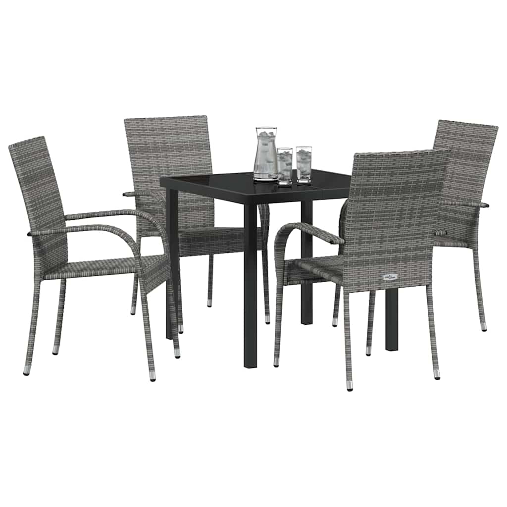 Have Spisebordssæt 5 pcs Grå Poly rattan