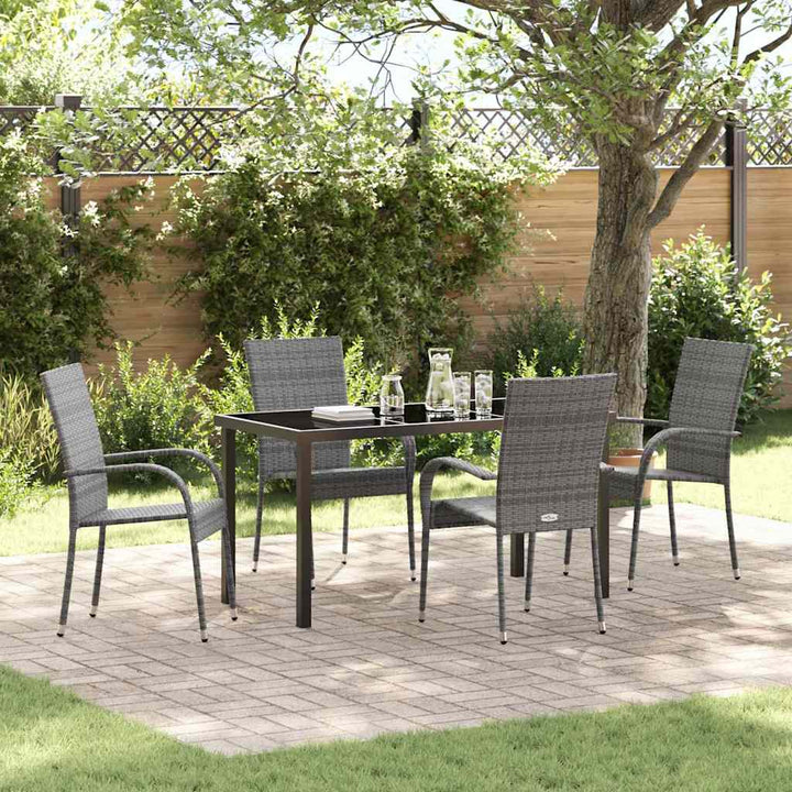 Have Spisebordssæt 5 pcs Grå Poly rattan