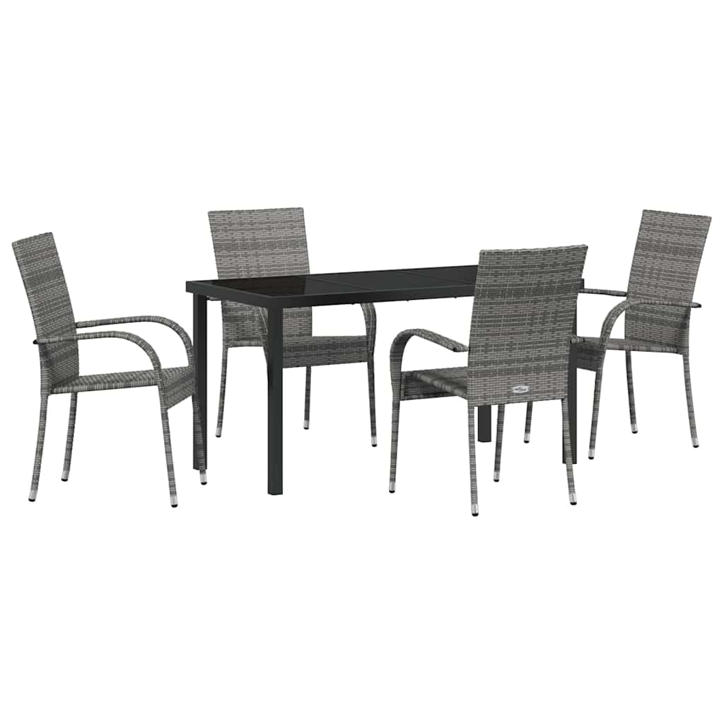 Have Spisebordssæt 5 pcs Grå Poly rattan