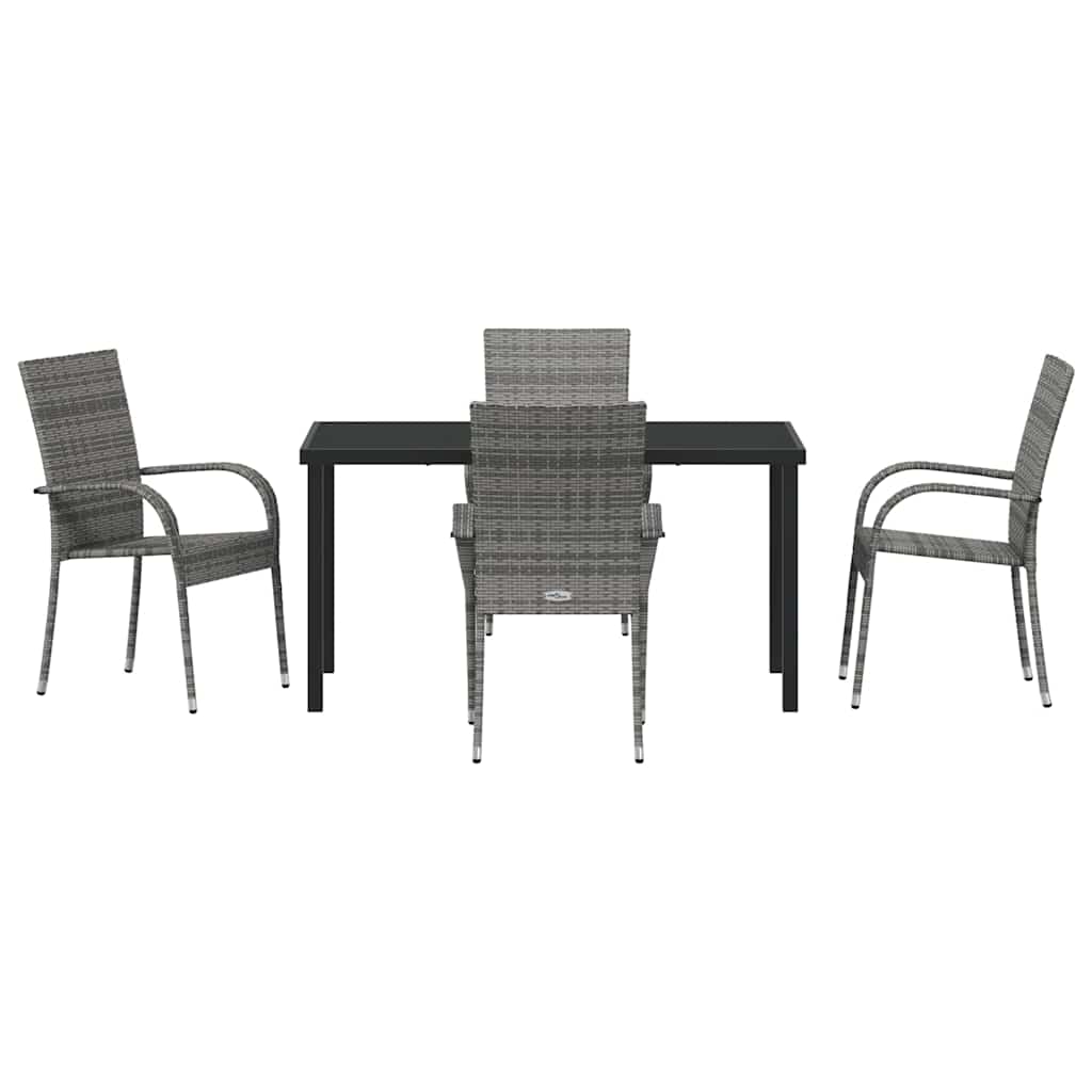 Have Spisebordssæt 5 pcs Grå Poly rattan