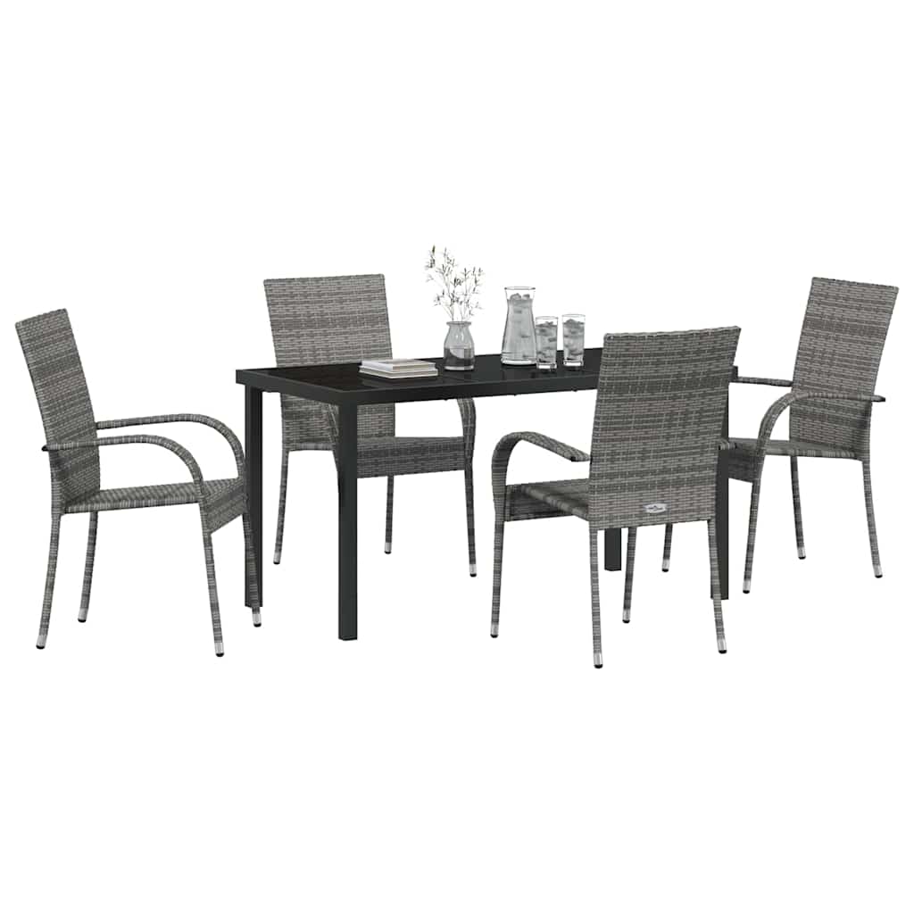 Have Spisebordssæt 5 pcs Grå Poly rattan