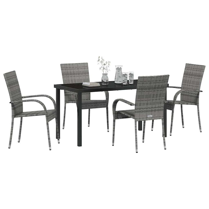 Have Spisebordssæt 5 pcs Grå Poly rattan