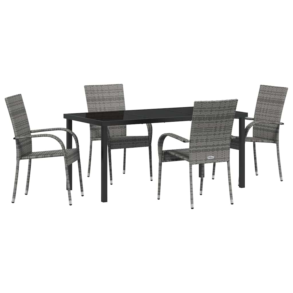 Have Spisebordssæt 5 pcs Grå Poly rattan