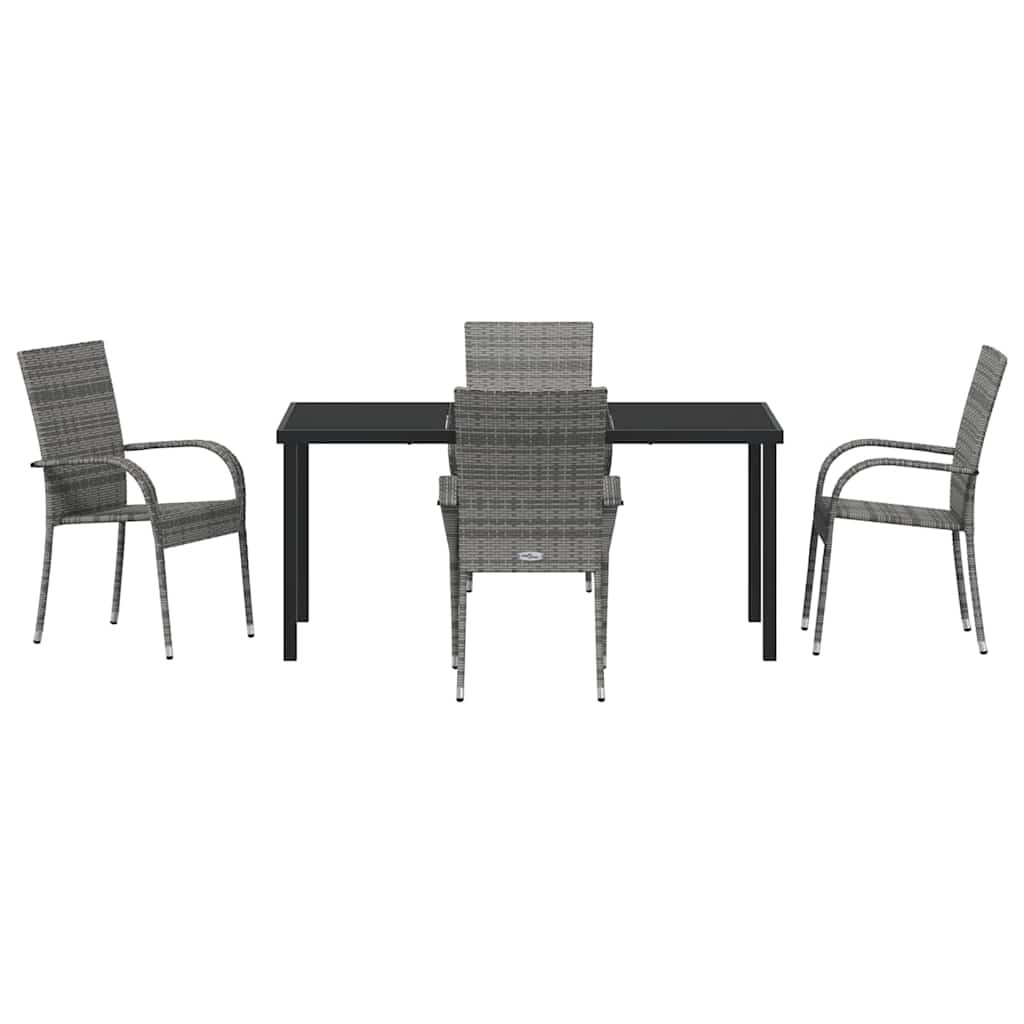 Have Spisebordssæt 5 pcs Grå Poly rattan
