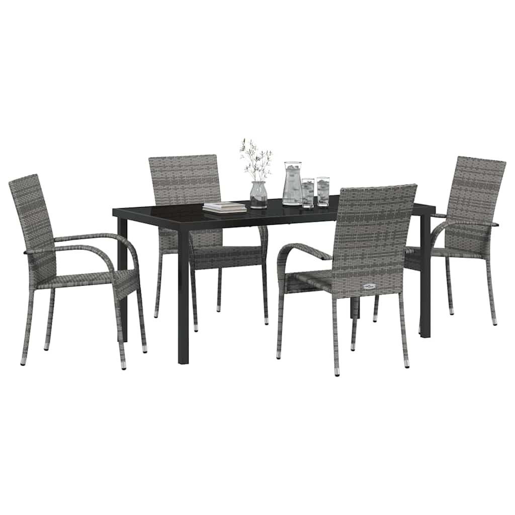 Have Spisebordssæt 5 pcs Grå Poly rattan