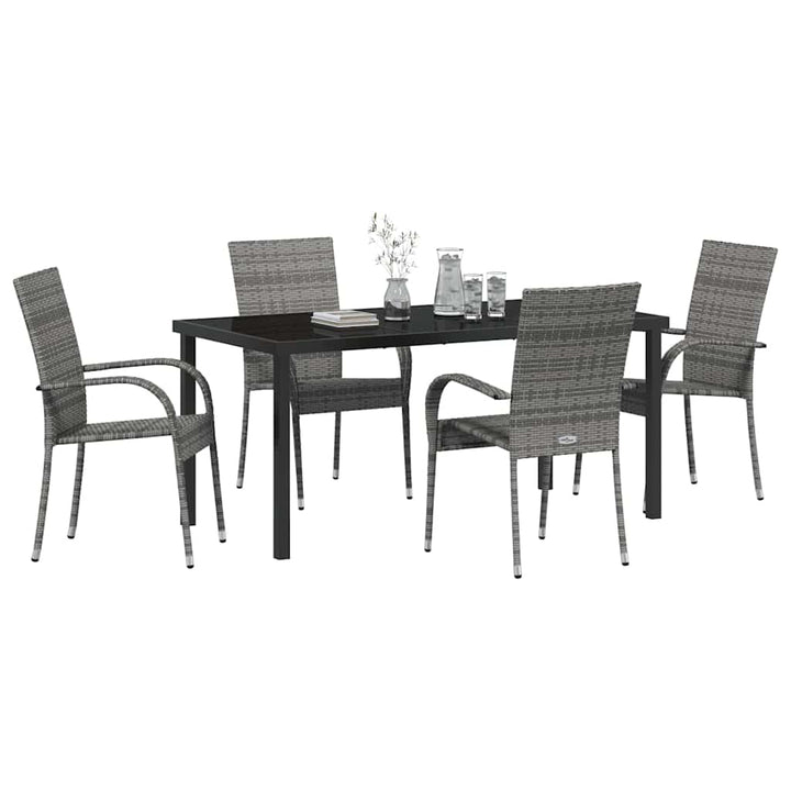 Have Spisebordssæt 5 pcs Grå Poly rattan