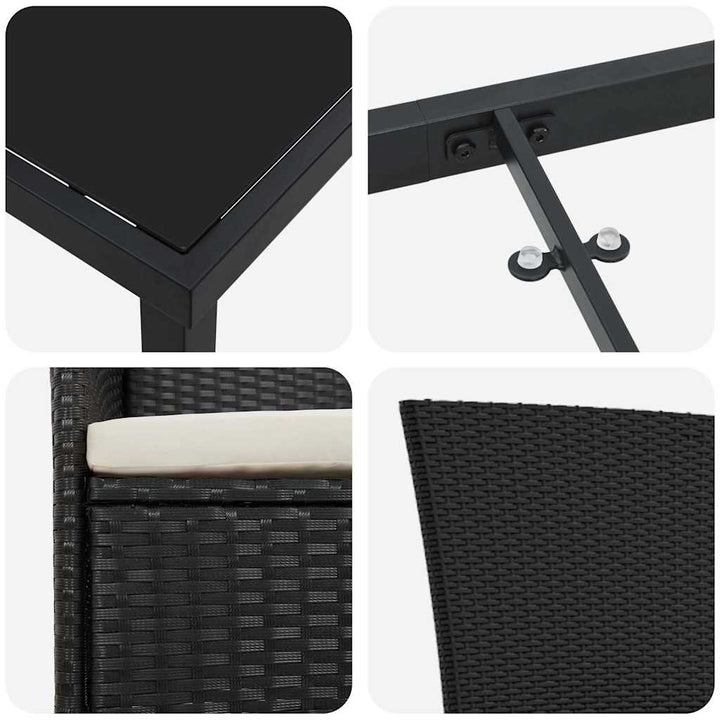 Have Spisebordssæt med pude 3 pcs Sort Poly rattan