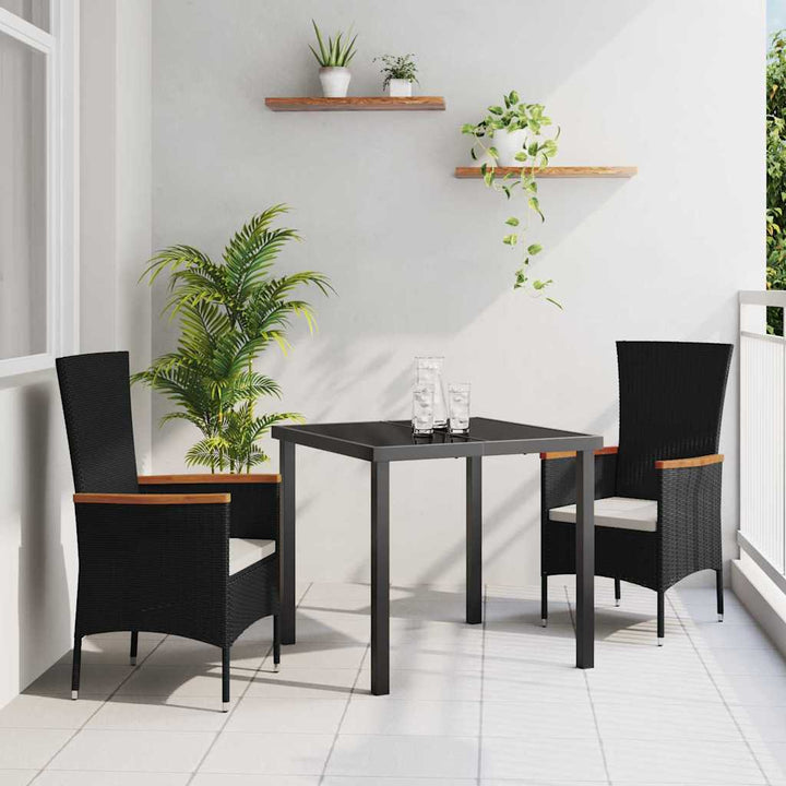 Have Spisebordssæt med pude 3 pcs Sort Poly rattan