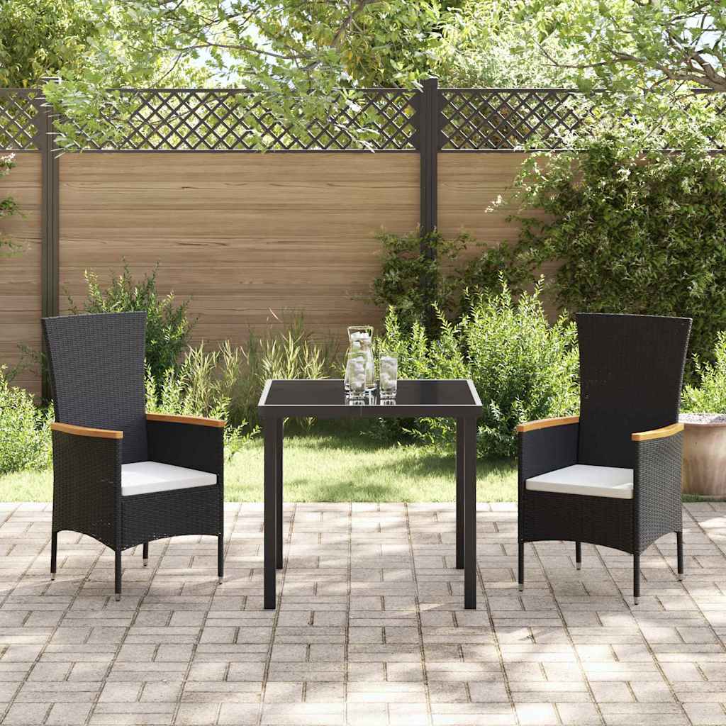 Have Spisebordssæt med pude 3 pcs Sort Poly rattan