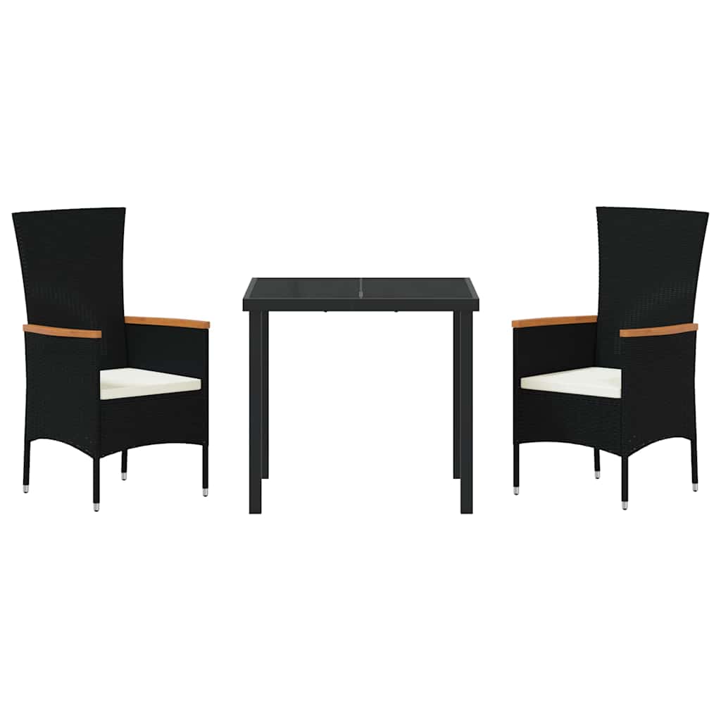 Have Spisebordssæt med pude 3 pcs Sort Poly rattan