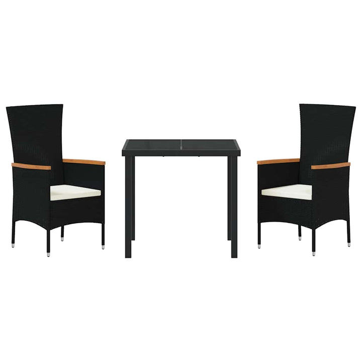 Have Spisebordssæt med pude 3 pcs Sort Poly rattan