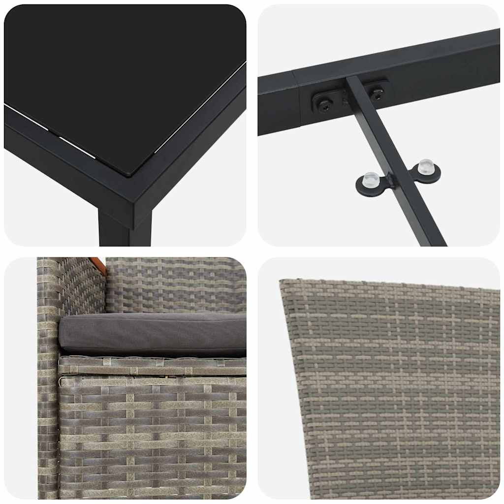 Have Spisebordssæt med pude 3 pcs Grå Poly rattan