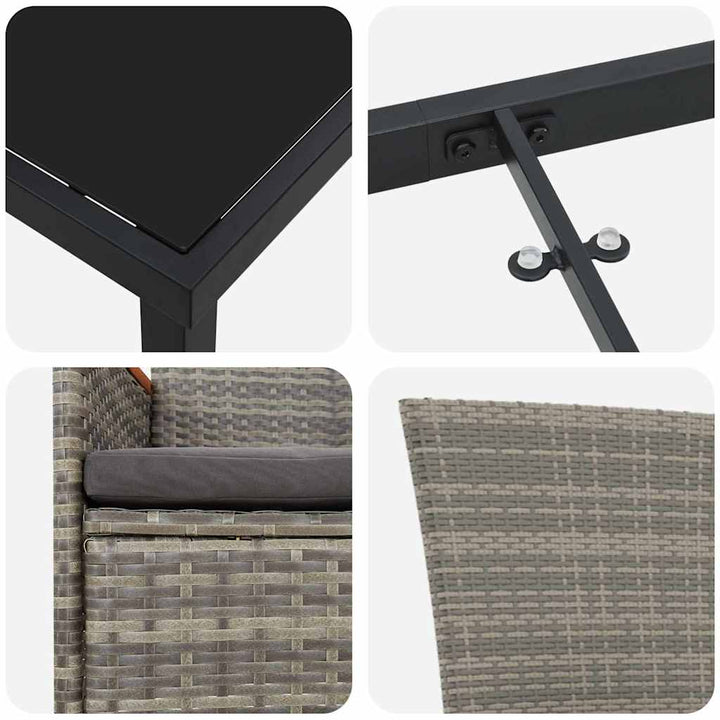 Have Spisebordssæt med pude 3 pcs Grå Poly rattan