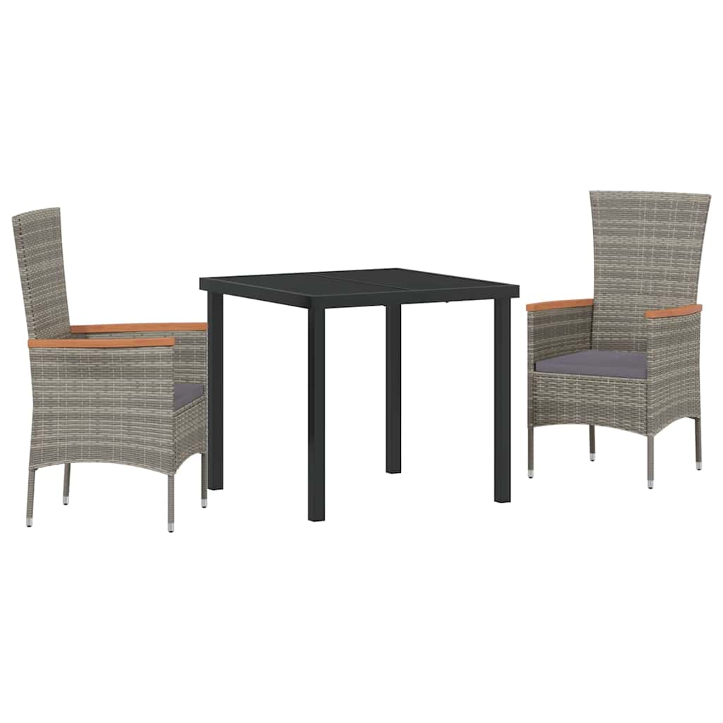 Have Spisebordssæt med pude 3 pcs Grå Poly rattan