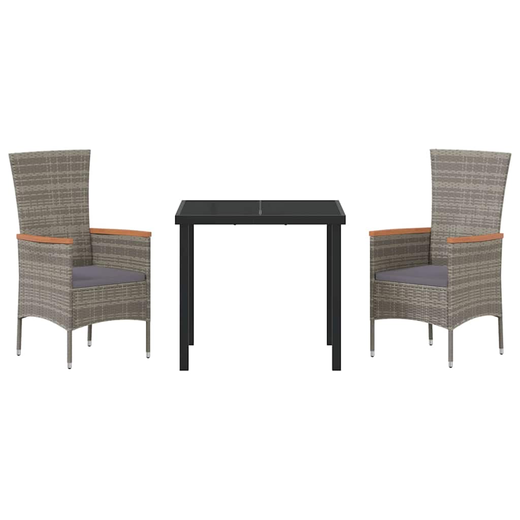 Have Spisebordssæt med pude 3 pcs Grå Poly rattan