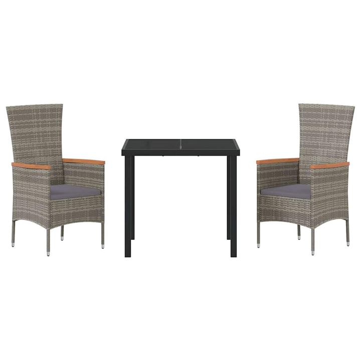 Have Spisebordssæt med pude 3 pcs Grå Poly rattan