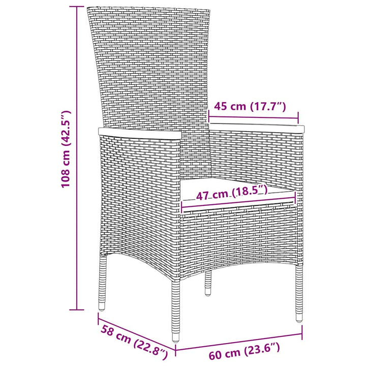 Have Spisebordssæt med pude 5 pcs Grå Poly rattan