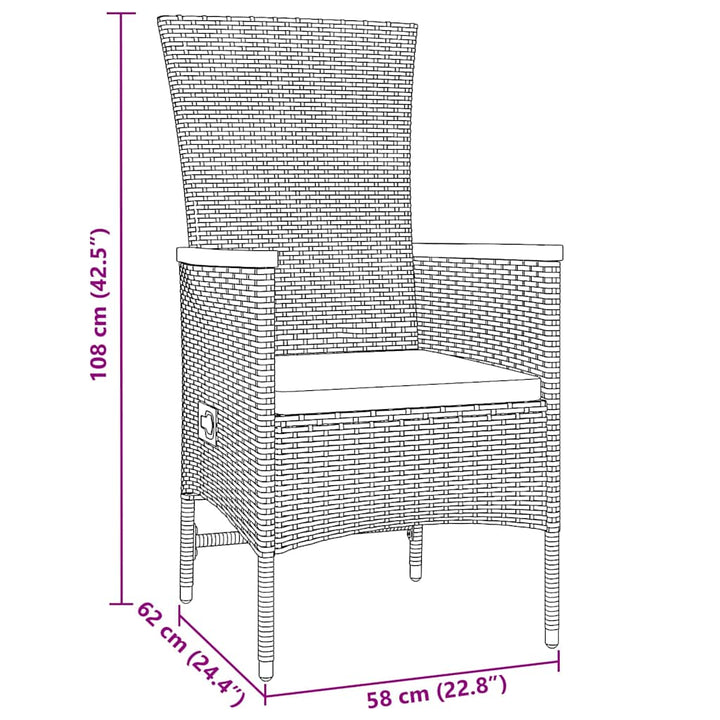 Have Spisebordssæt med pude 5 pcs Grå Poly rattan