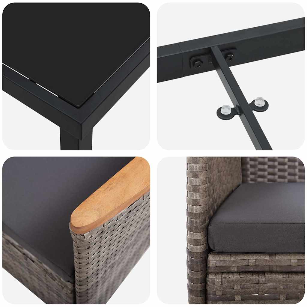 Have Spisebordssæt med pude 5 pcs Grå Poly rattan