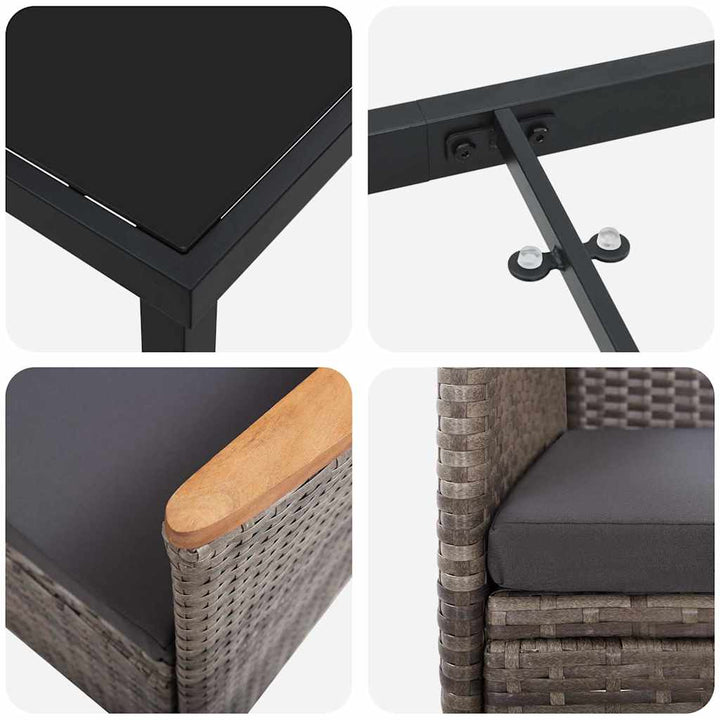 Have Spisebordssæt med pude 5 pcs Grå Poly rattan