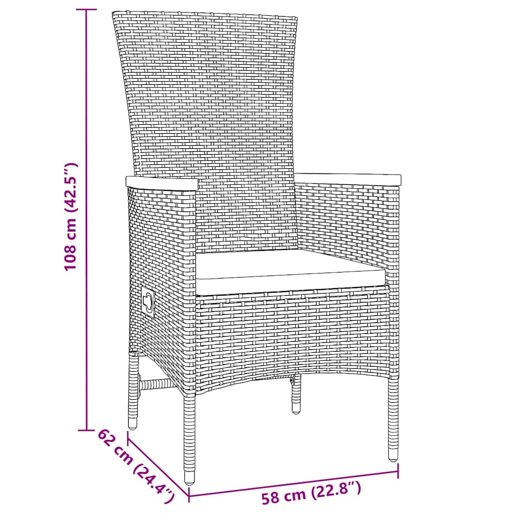 Have Spisebordssæt med pude 5 pcs Grå Poly rattan