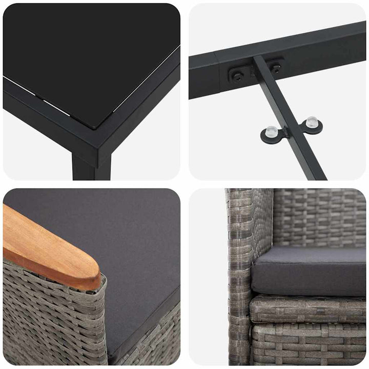 Have Spisebordssæt med pude 5 pcs Grå Poly rattan