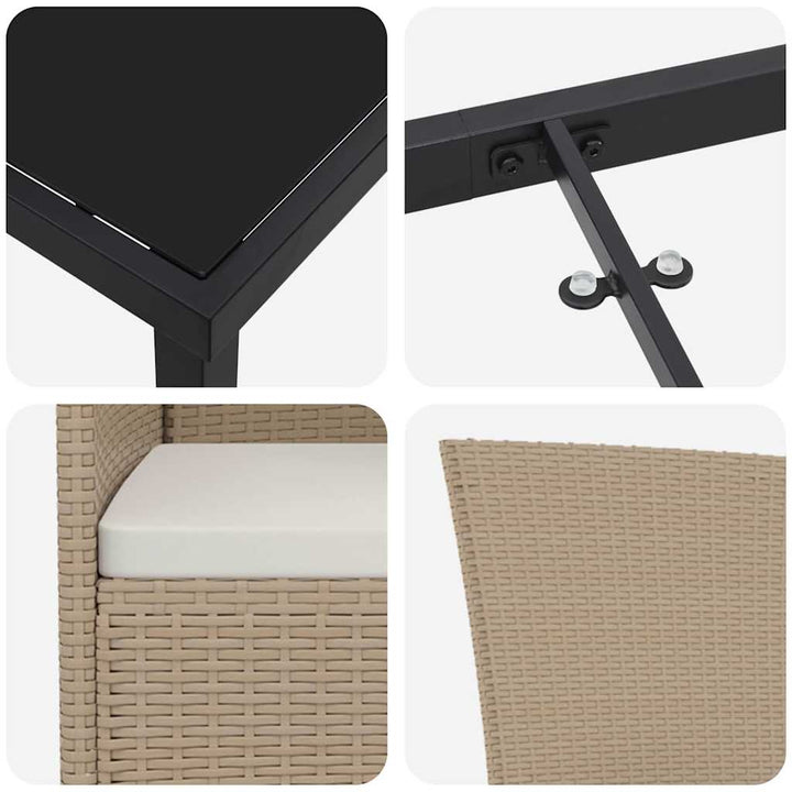 Have Spisebordssæt med pude 3 pcs Beige polyrattan