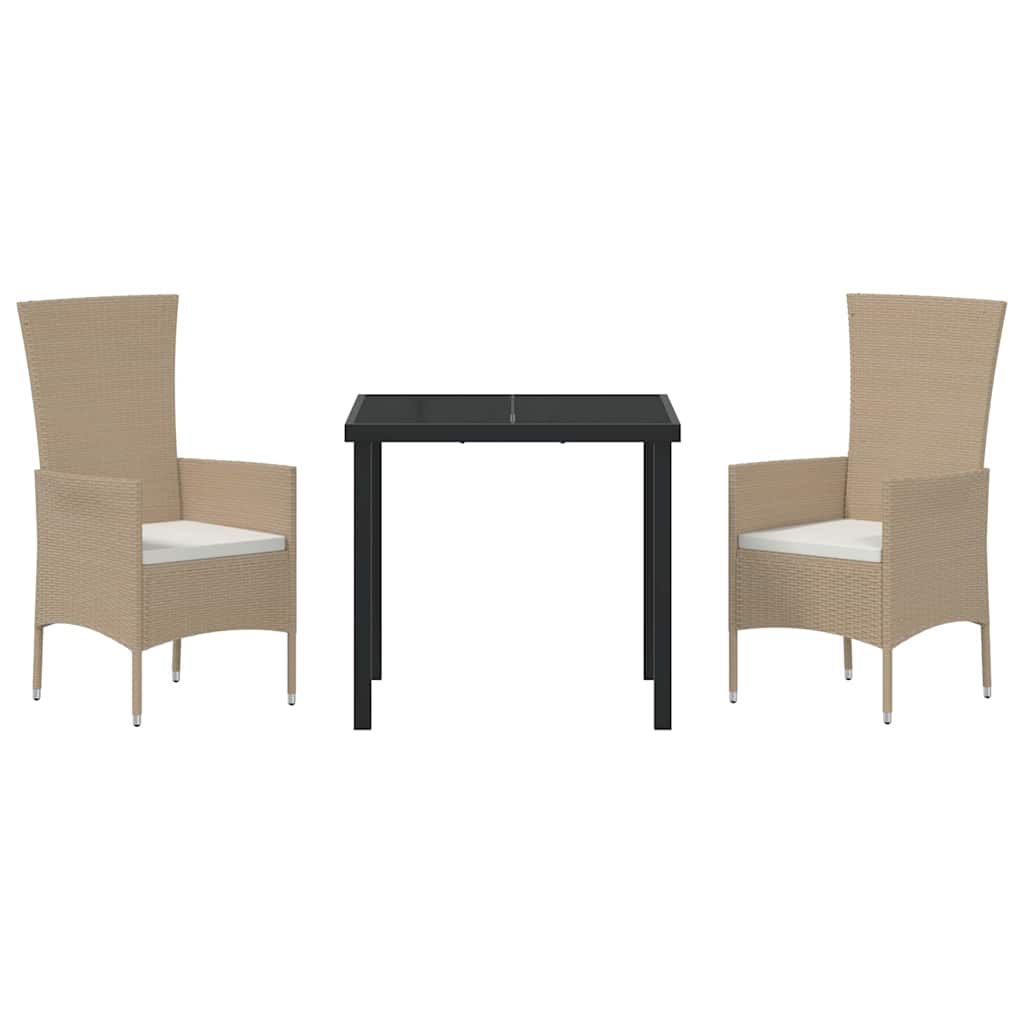 Have Spisebordssæt med pude 3 pcs Beige polyrattan