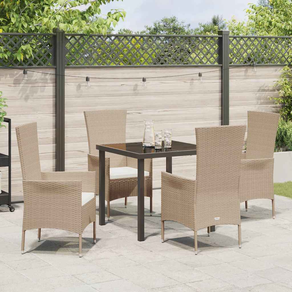 Have Spisebordssæt med pude 5 pcs Beige polyrattan