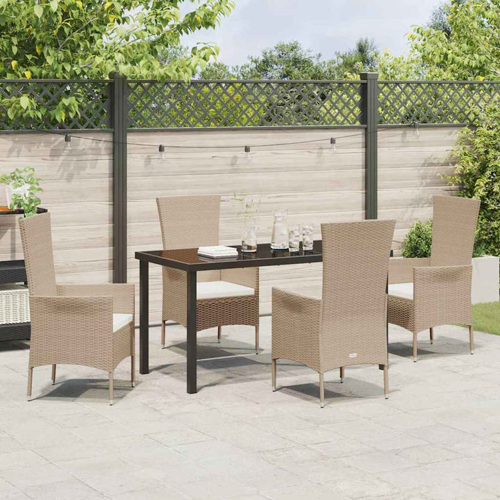 Have Spisebordssæt med pude 5 pcs Beige polyrattan