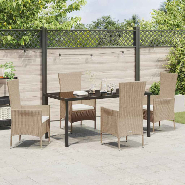 Have Spisebordssæt med pude 5 pcs Beige polyrattan