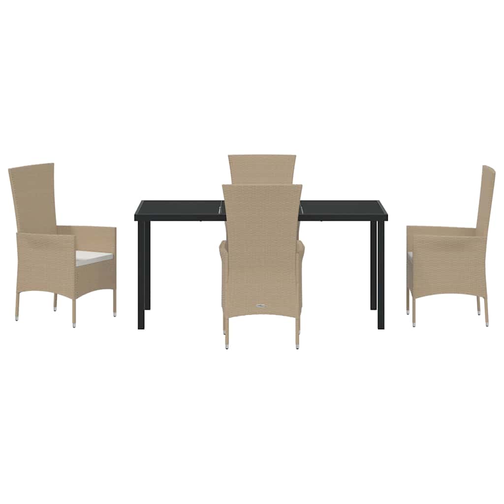 Have Spisebordssæt med pude 5 pcs Beige polyrattan