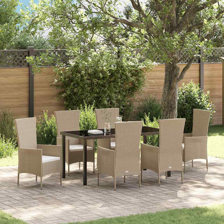 Have Spisebordssæt med pude 7 pcs Beige polyrattan