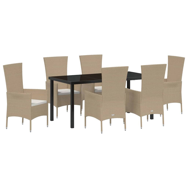 Have Spisebordssæt med pude 7 pcs Beige polyrattan