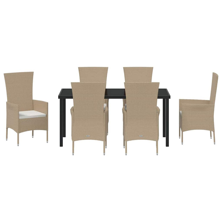 Have Spisebordssæt med pude 7 pcs Beige polyrattan
