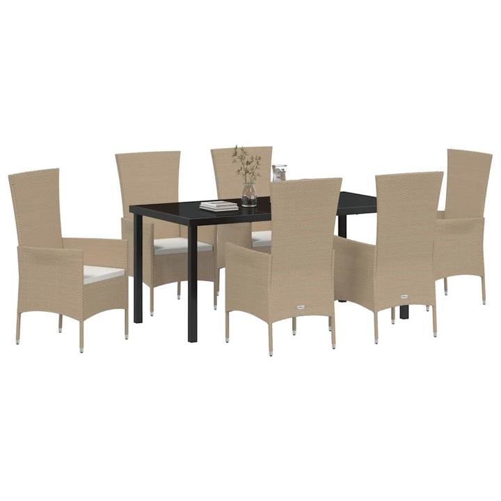 Have Spisebordssæt med pude 7 pcs Beige polyrattan