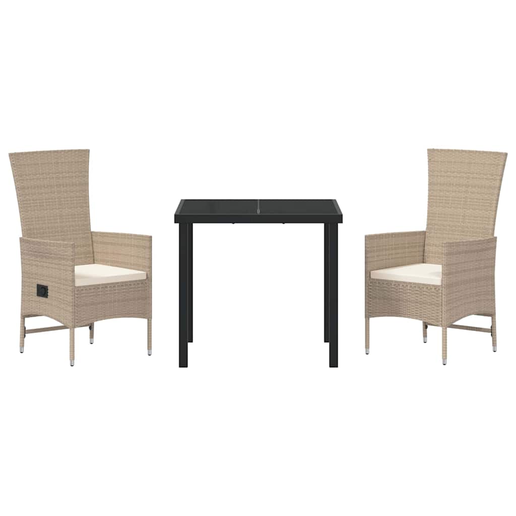 Have Spisebordssæt med pude 3 pcs Beige polyrattan