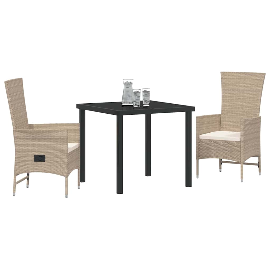 Have Spisebordssæt med pude 3 pcs Beige polyrattan