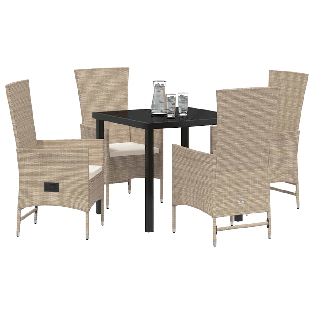 Have Spisebordssæt med pude 5 pcs Beige polyrattan