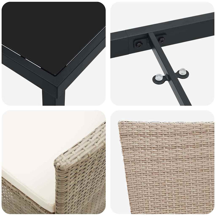 Have Spisebordssæt med pude 5 pcs Beige polyrattan