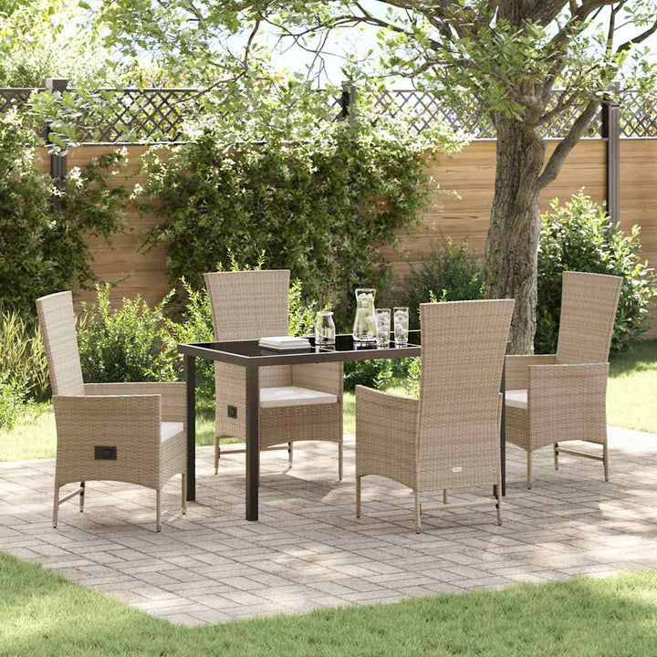 Have Spisebordssæt med pude 5 pcs Beige polyrattan