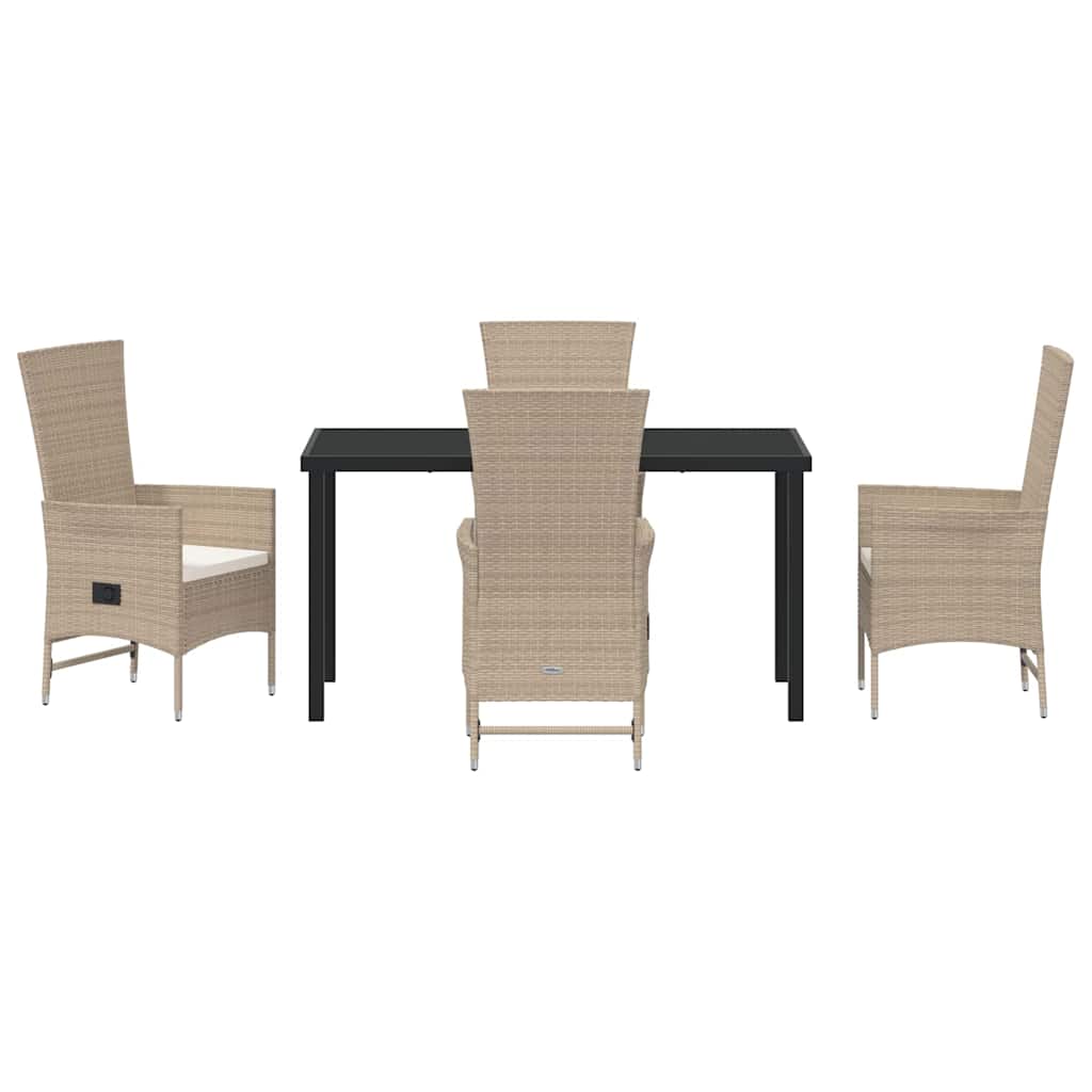 Have Spisebordssæt med pude 5 pcs Beige polyrattan