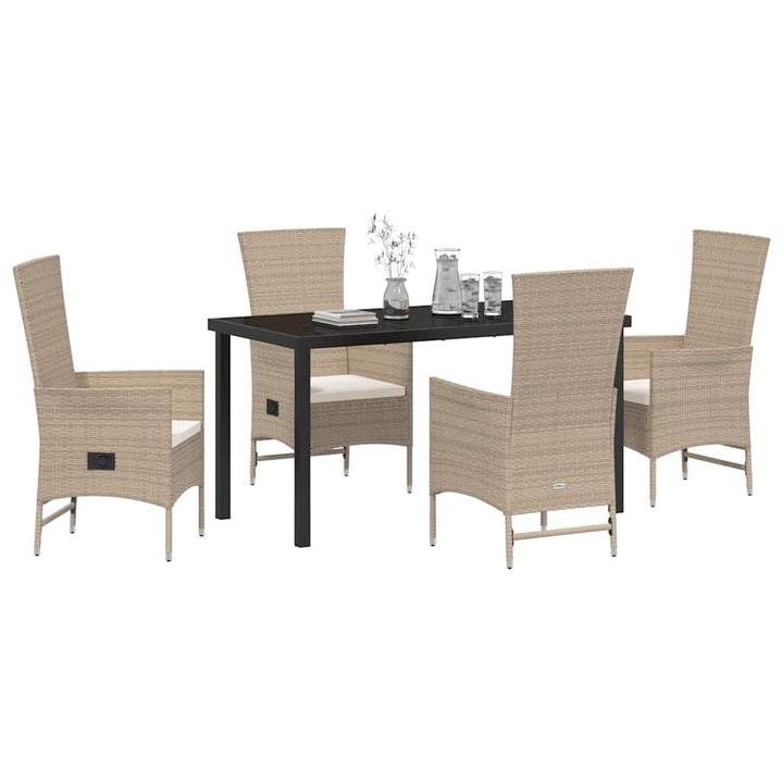 Have Spisebordssæt med pude 5 pcs Beige polyrattan
