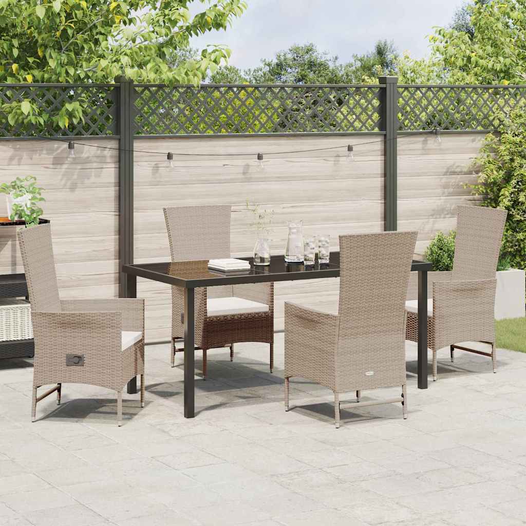 Have Spisebordssæt med pude 5 pcs Beige polyrattan