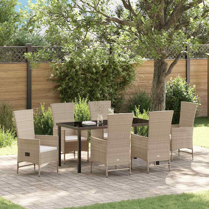 Have Spisebordssæt med pude 7 pcs Beige polyrattan