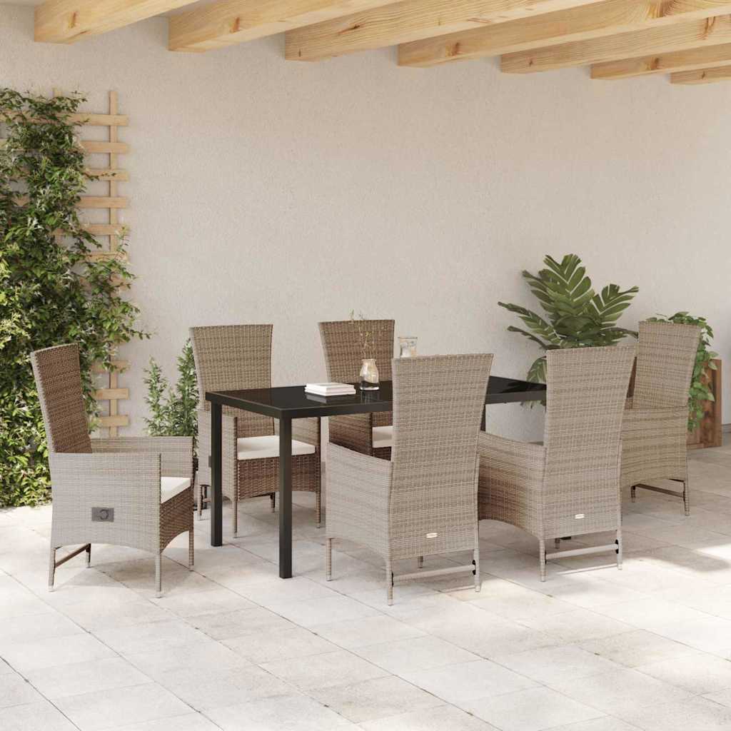 Have Spisebordssæt med pude 7 pcs Beige polyrattan