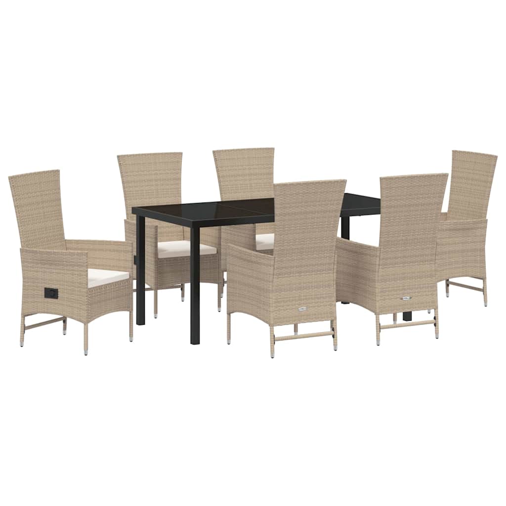 Have Spisebordssæt med pude 7 pcs Beige polyrattan