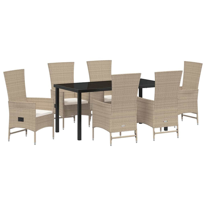 Have Spisebordssæt med pude 7 pcs Beige polyrattan