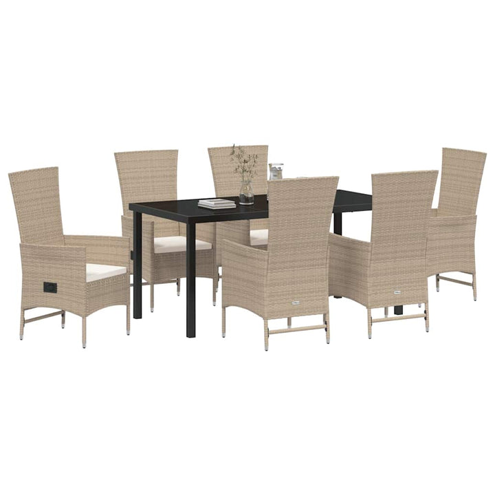 Have Spisebordssæt med pude 7 pcs Beige polyrattan