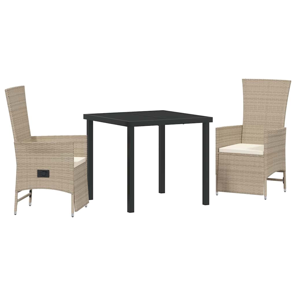 Have Spisebordssæt med pude 3 pcs Beige polyrattan
